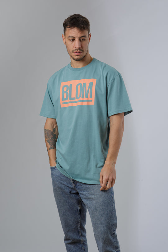 Camiseta Box Logo Turquesa/Salmón