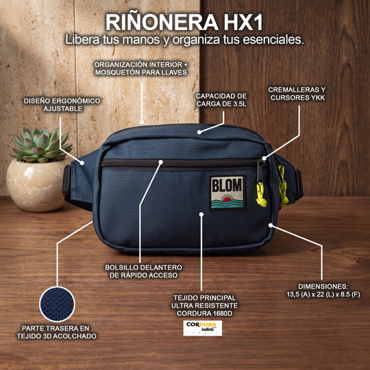 Riñonera HX1 Azul 3,5 L (Drop Quality Goods con monedero de regalo)
